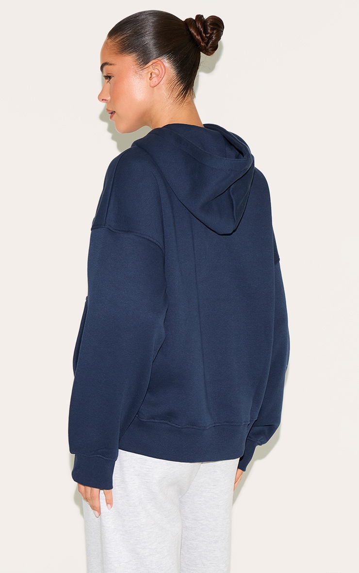 Navy Sports Puff Print Oversize Hoodie image 2