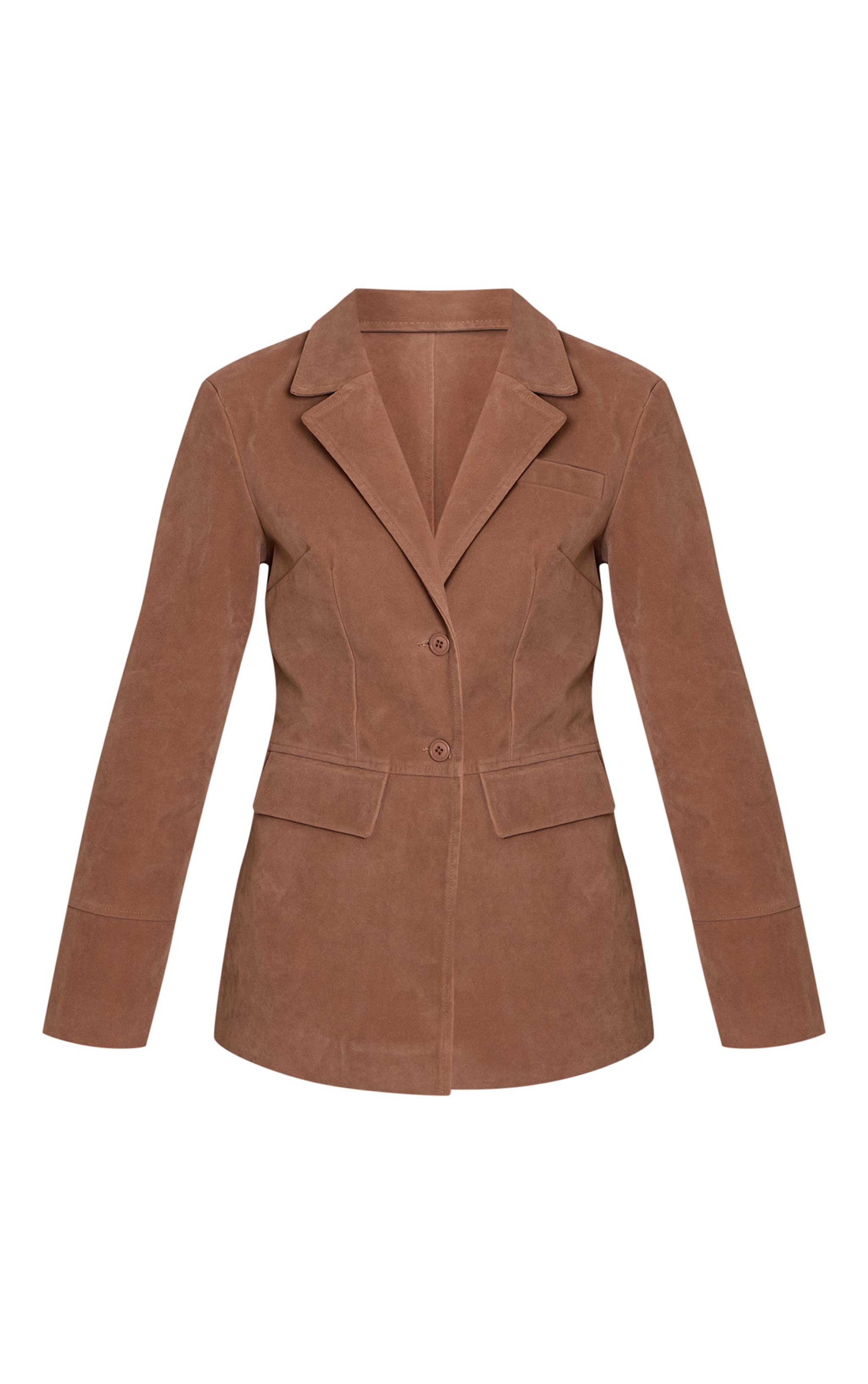 Blazer en suédine marron à taille cintrée et poches image 5