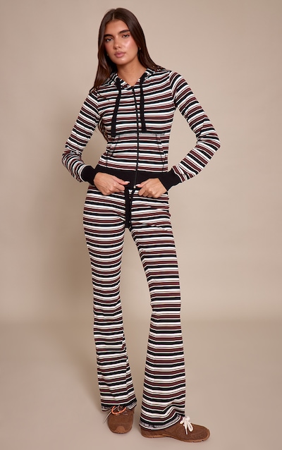 Black Stripe Low Rise Skinny Flare Pants