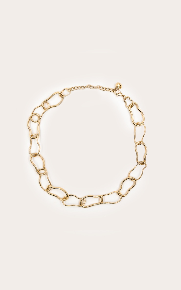 Collier superposé martelé doré à chaîne en cercles image 2