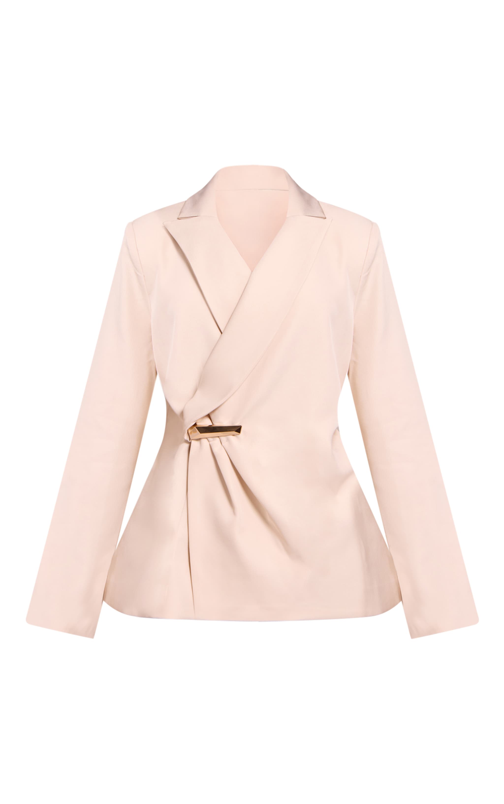 Petite Cream Asymmetric Style Wrap Blazer image 5
