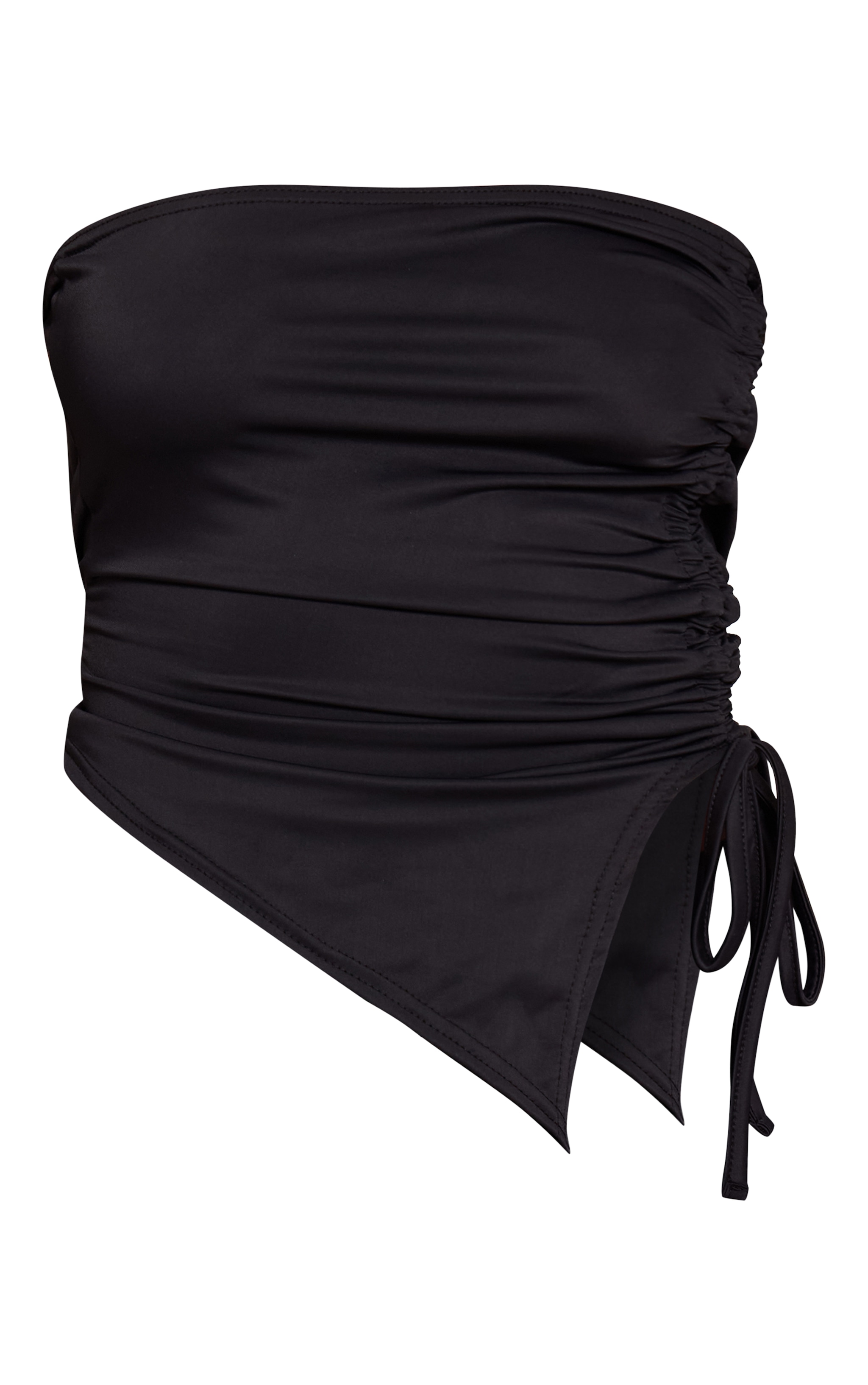 Black Matte Touch Ruched Side Bandeau image 5