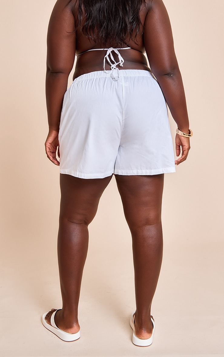 Plus White Floaty Poplin Shorts image 3