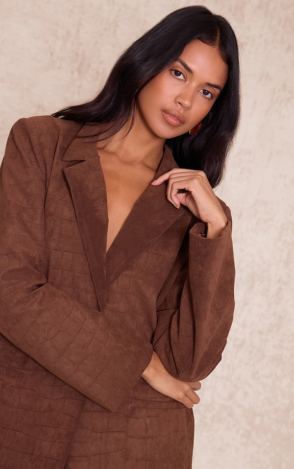 Chocolate Croc Suede Blazer