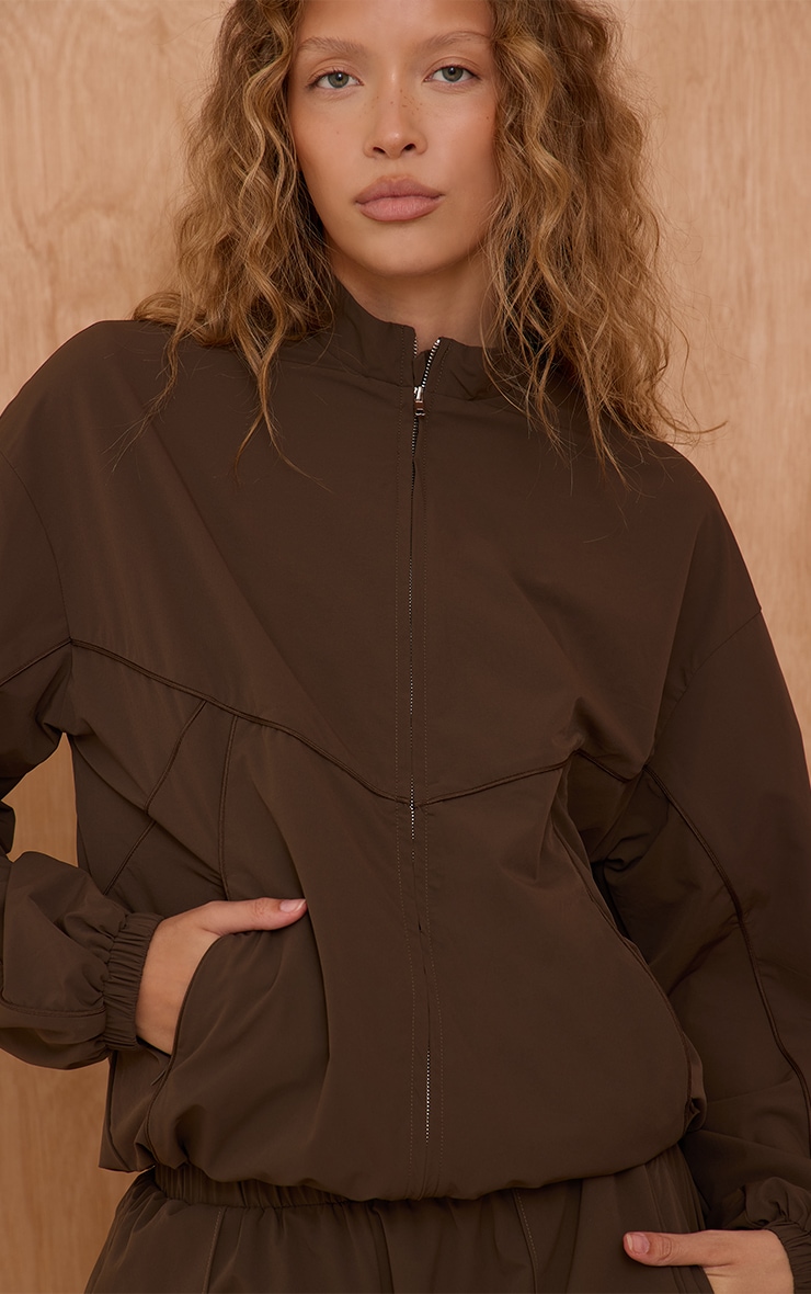 Brown Shell Piping Track Jacket