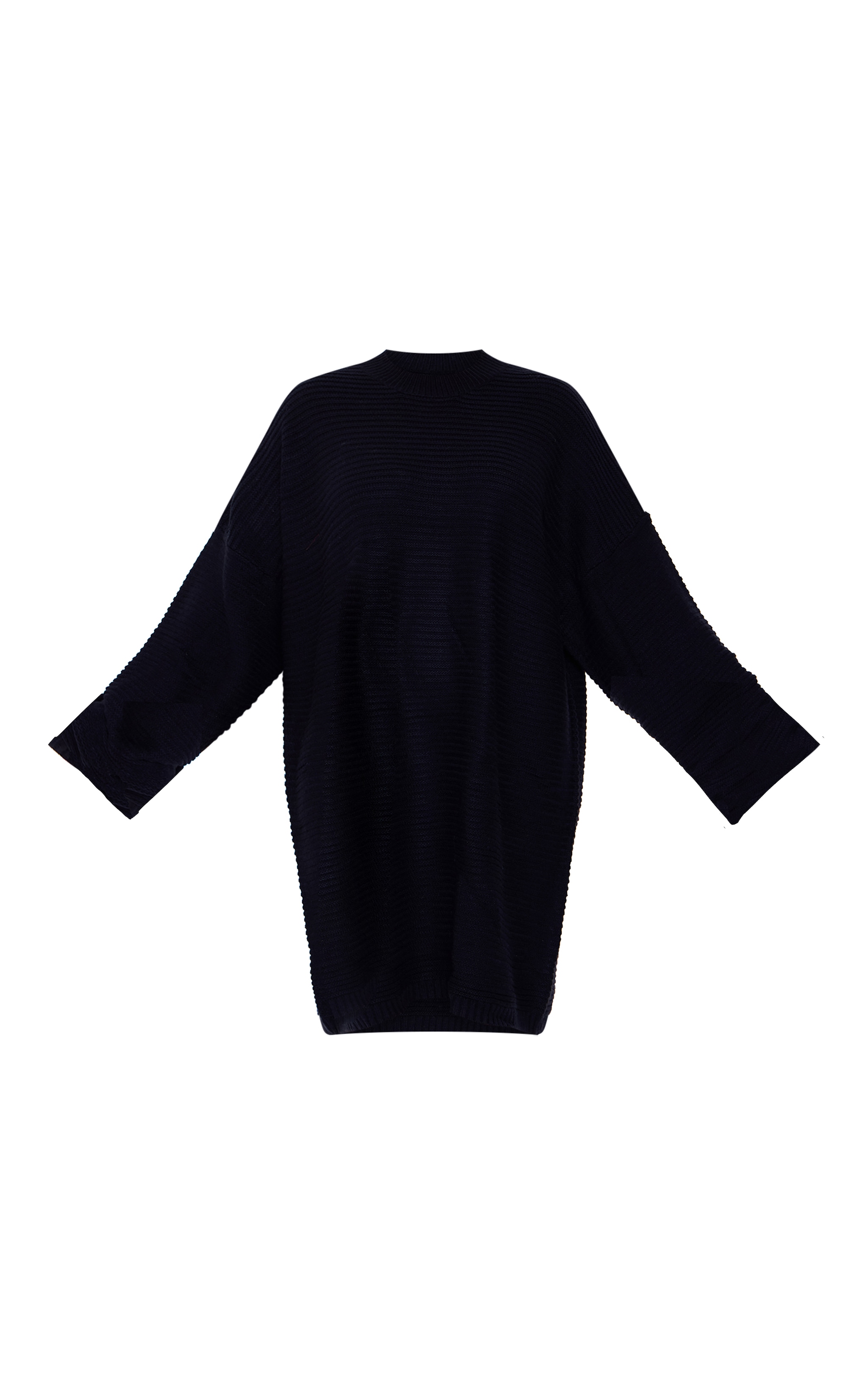 Plus Robe pull en maille tricot côtelée noire à col montant image 5