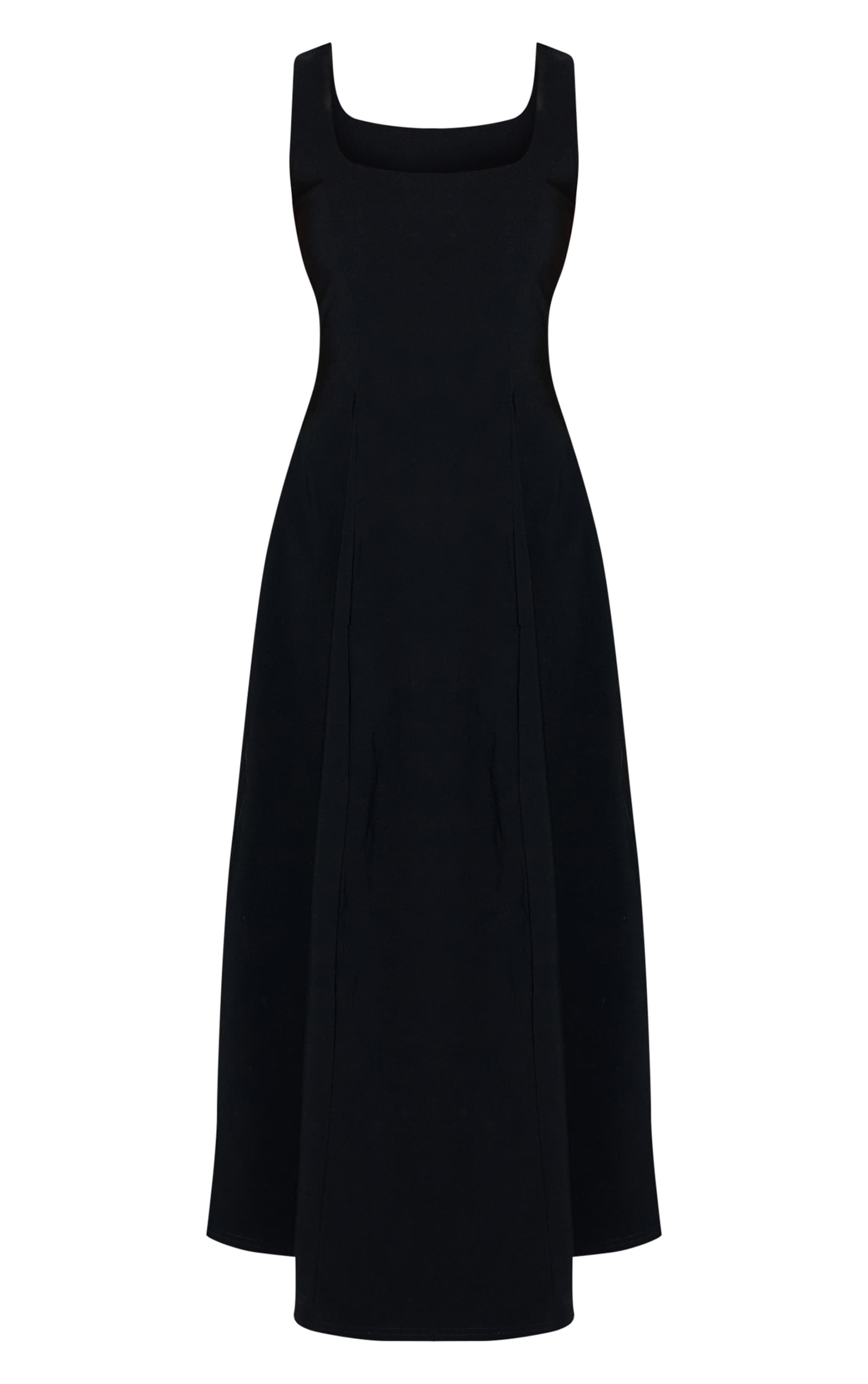 Robe longue noire sans manches à col rond image 5