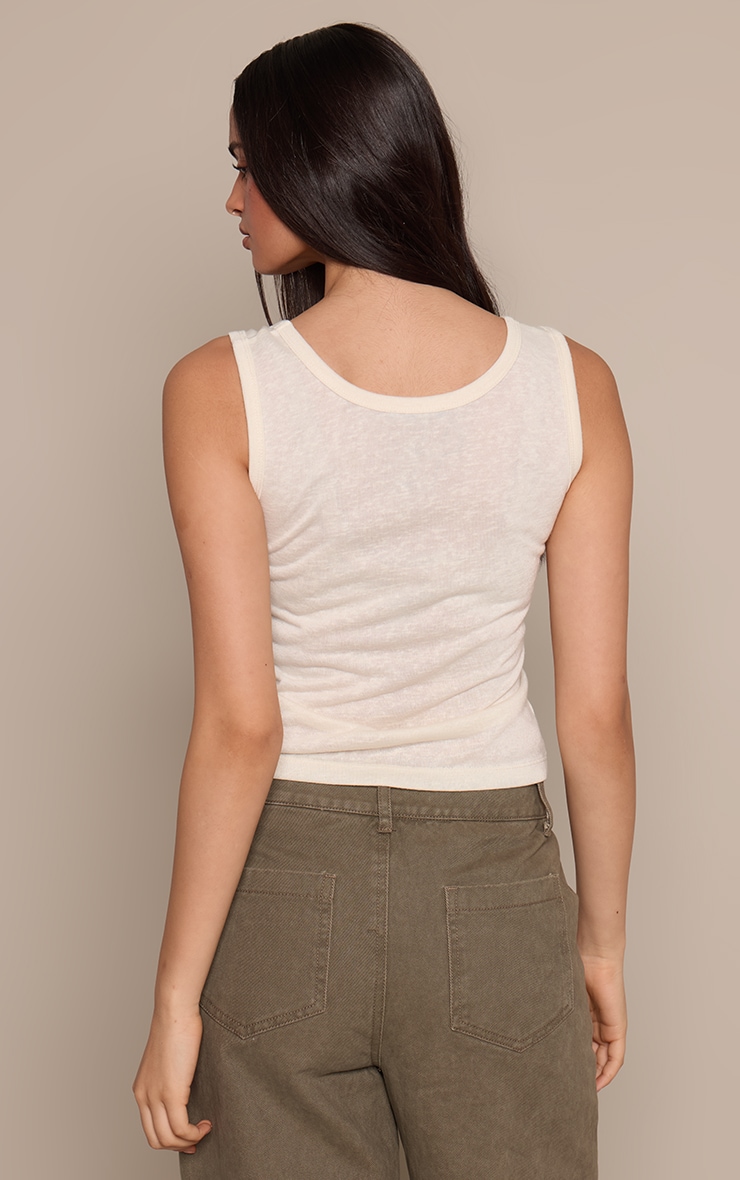 Butter Cream Marl Slub Jersey Scoop Neck Vest Top image 2