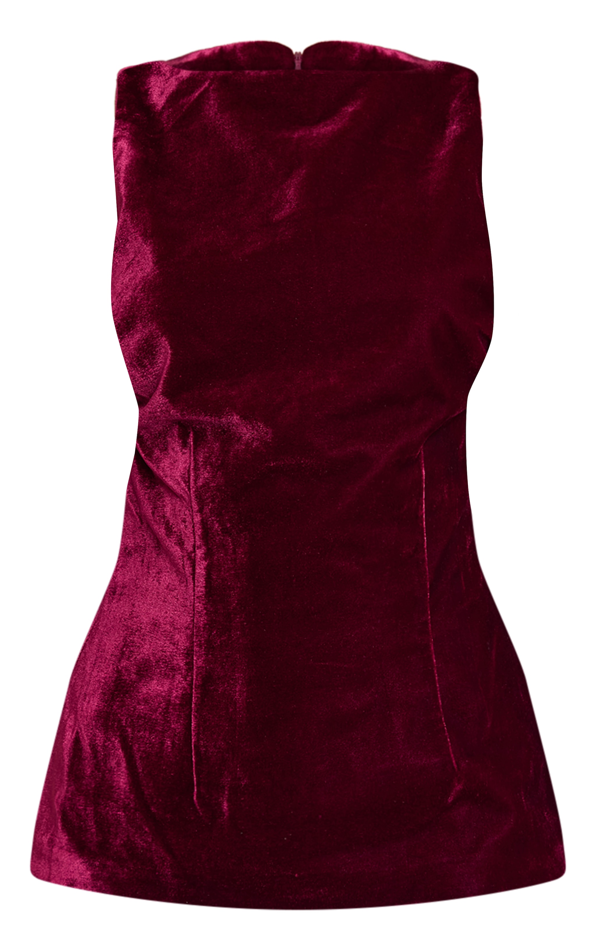 Deep Wine Velvet Boatneck Fitted Top image 5