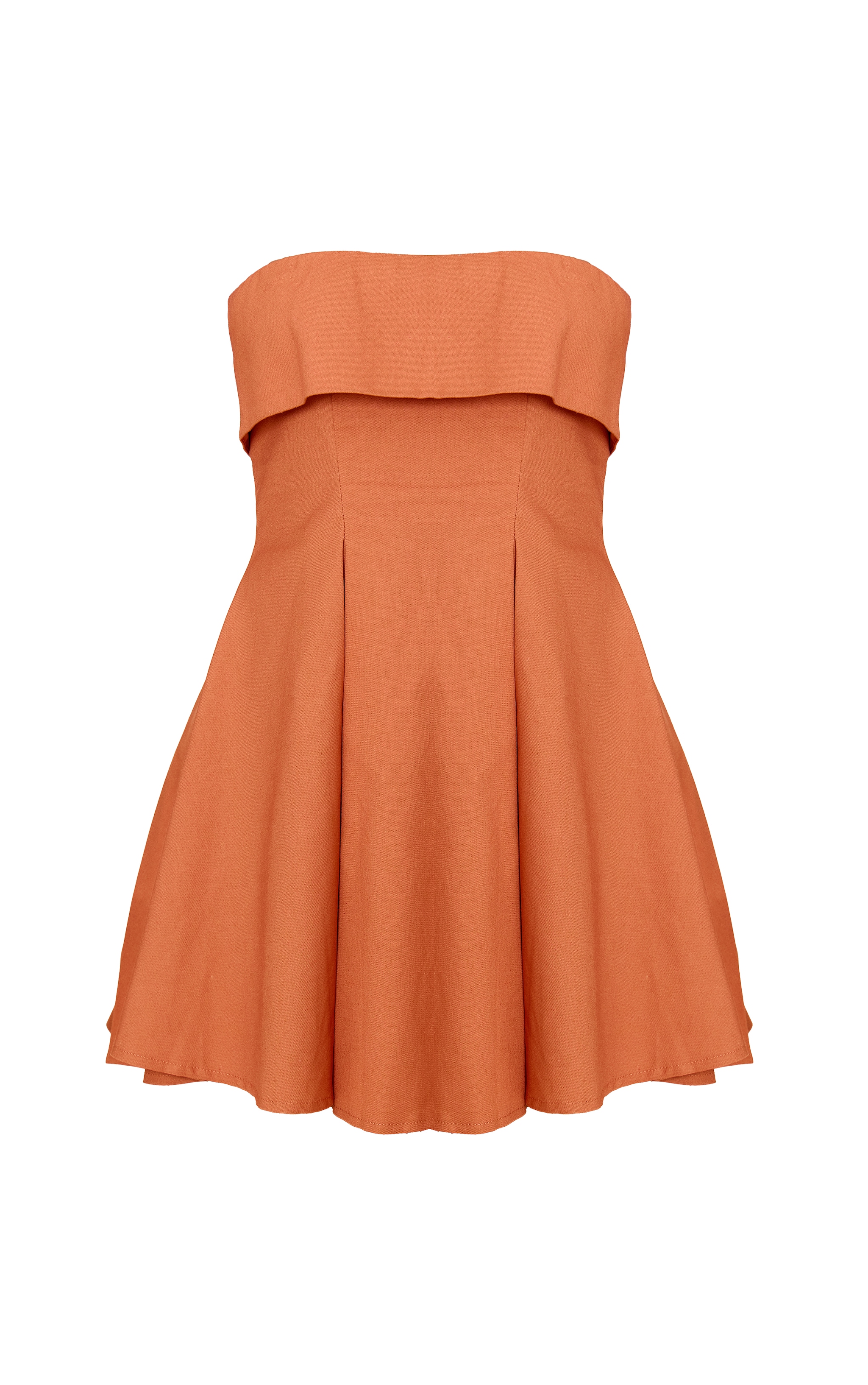 Robe droite bandeau en effet lin mélangé rouille image 5