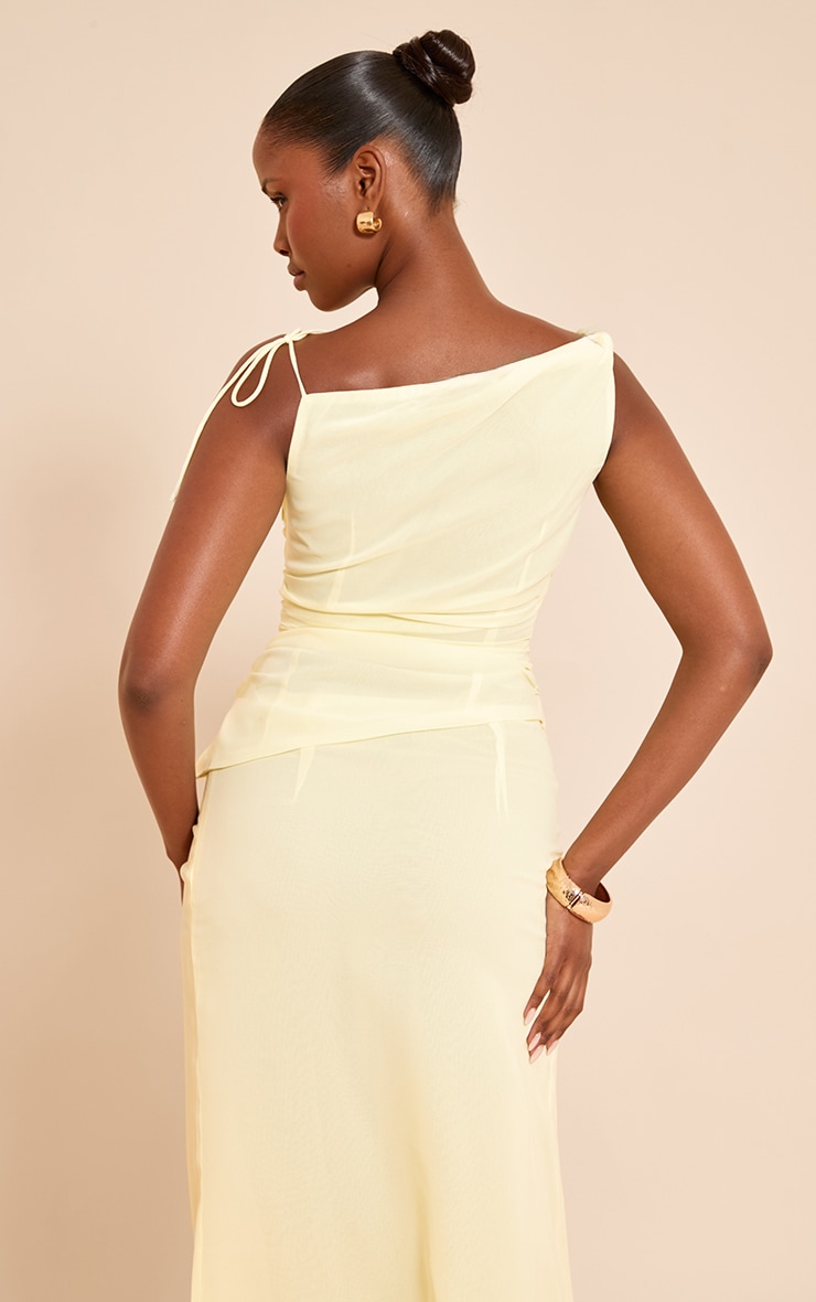 Lemon Chiffon Ruched Frill Long Top image 2