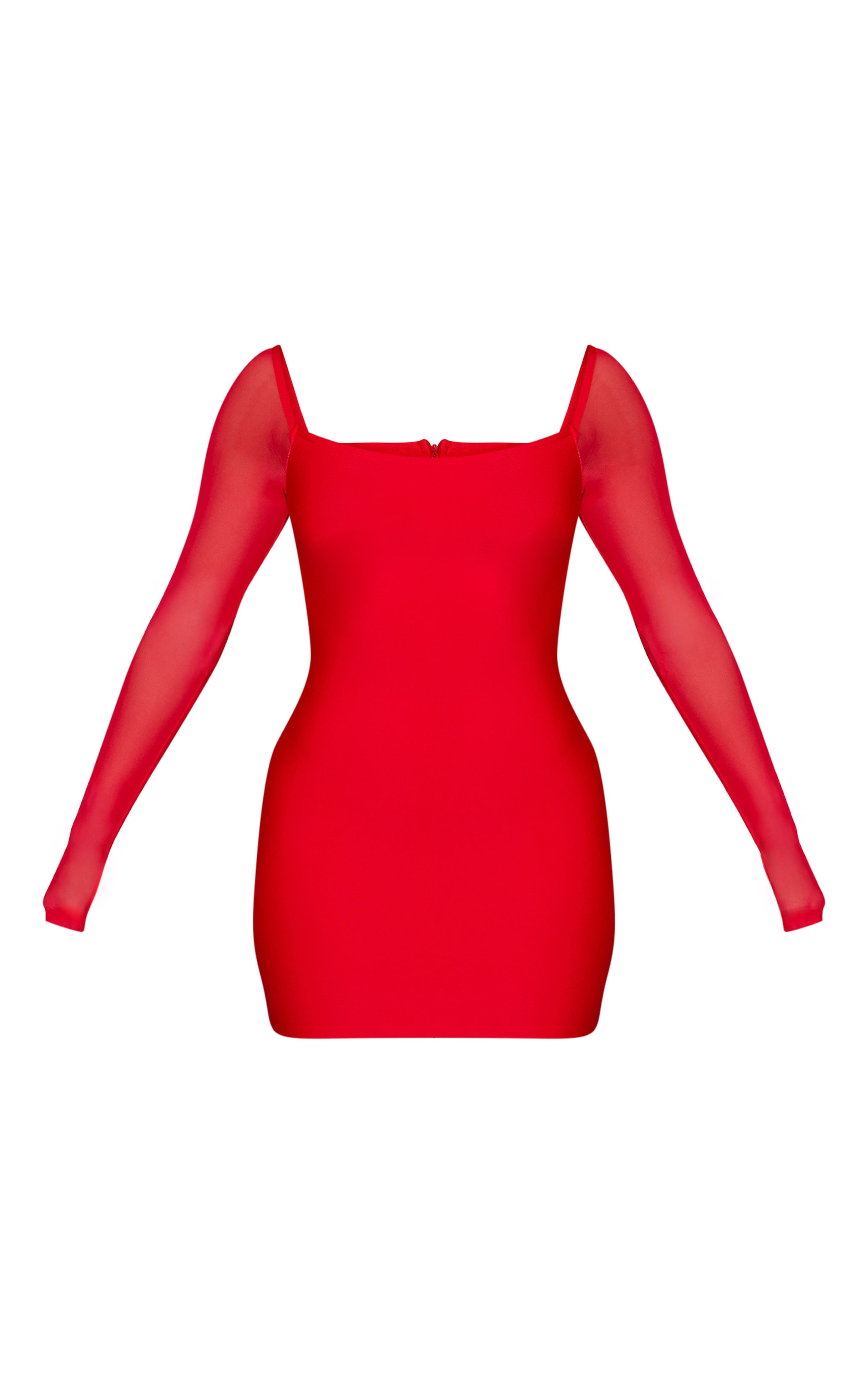 Shape Red Mesh Sleeve Bandage Mini Dress  image 5