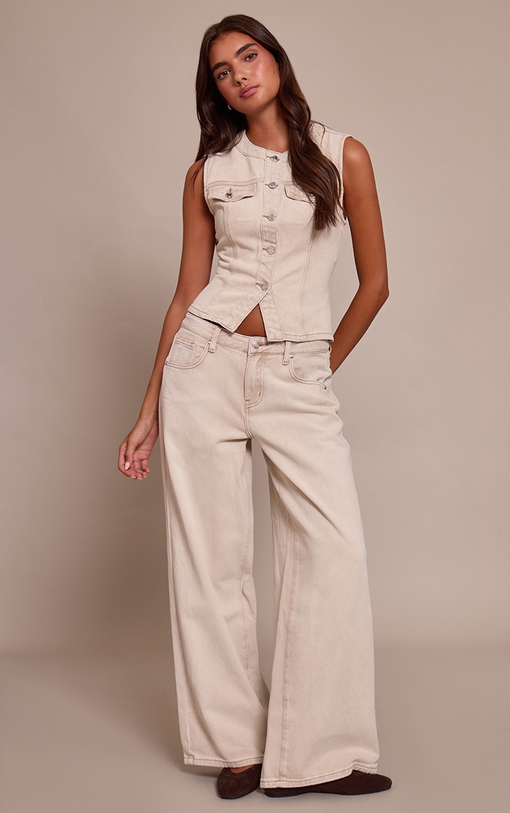 Crop top gris pierre sans revers à boutons image 3
