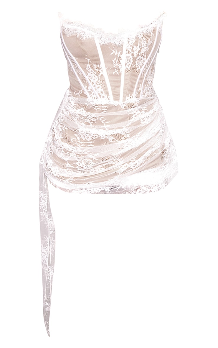 White Lace Detail Corset Bandeau Mini Dress image 5