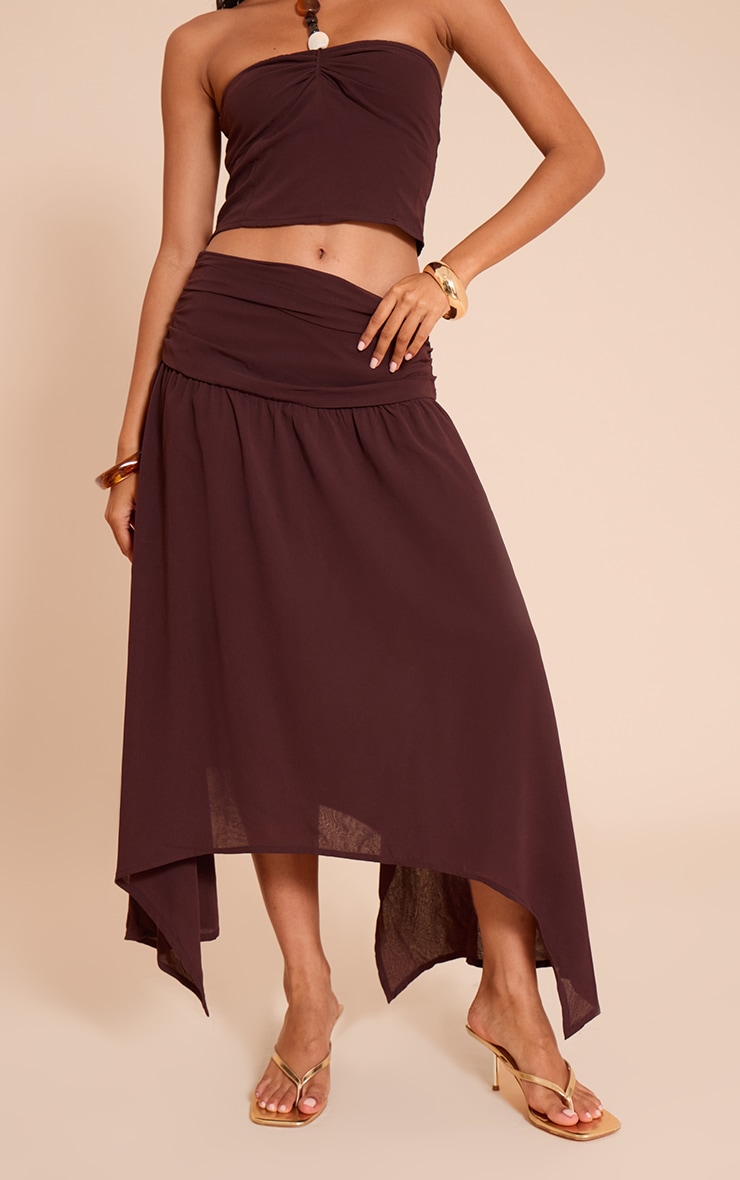 Dark Plum Asymmetric Hem Maxi Skirt image 2