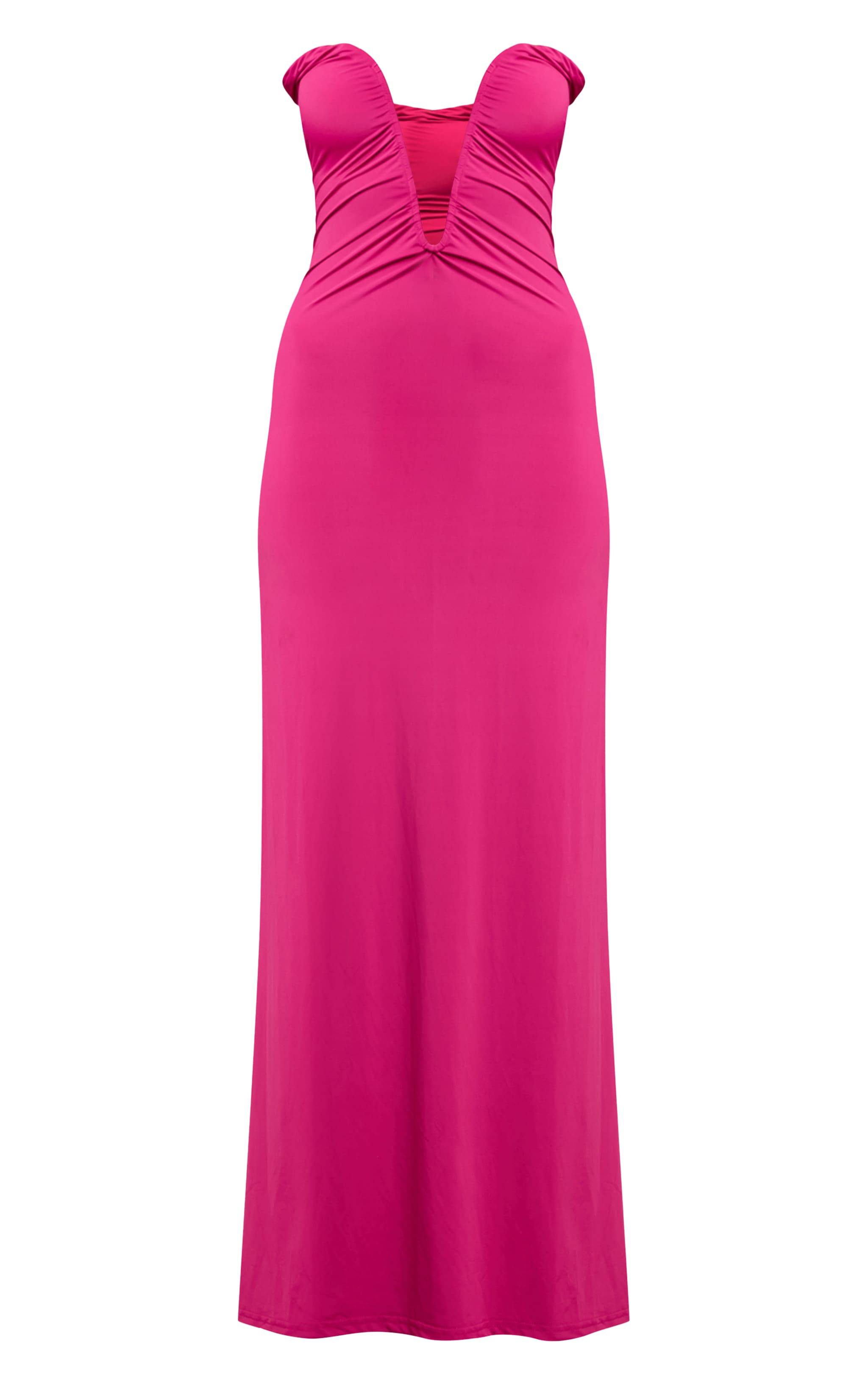 Fuschia Soft Touch Bandeau V Bar Detail Maxi Dress image 5