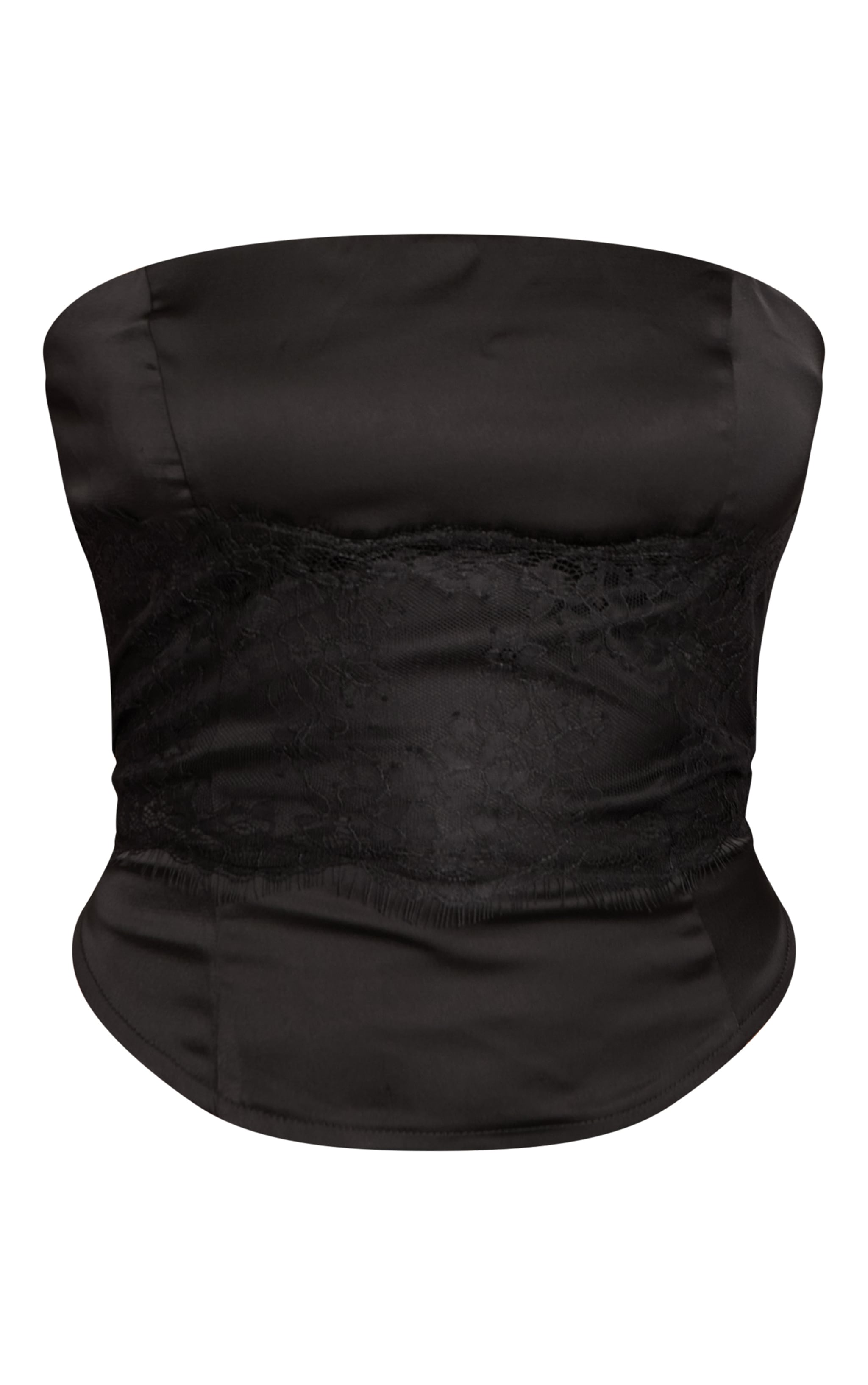 Black Satin Lace Bandeau Corset Top  image 5