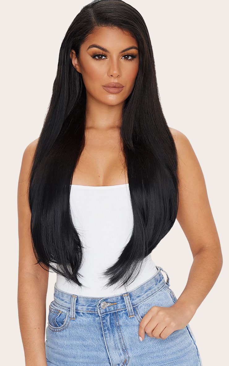 LullaBellz 22" 5 Piece Straight Clip In Hair Extensions Natural Black image 1