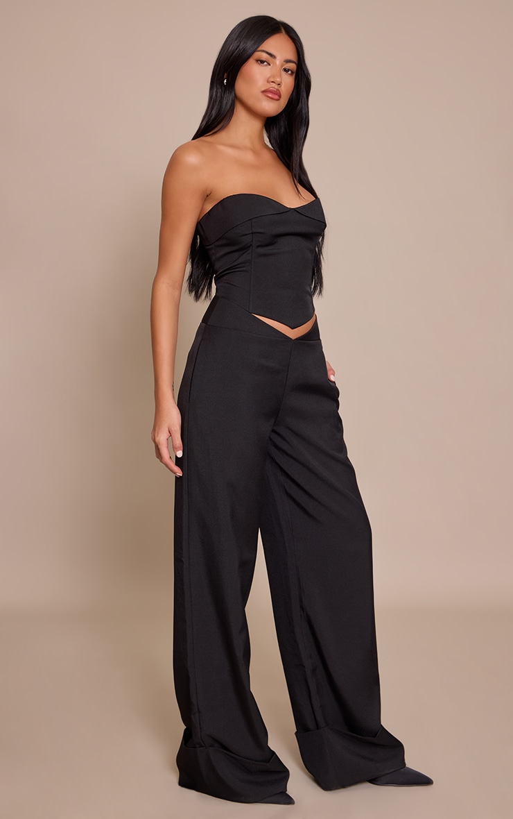  Black Tailored Dip Waist Wide Leg Trouser image 2