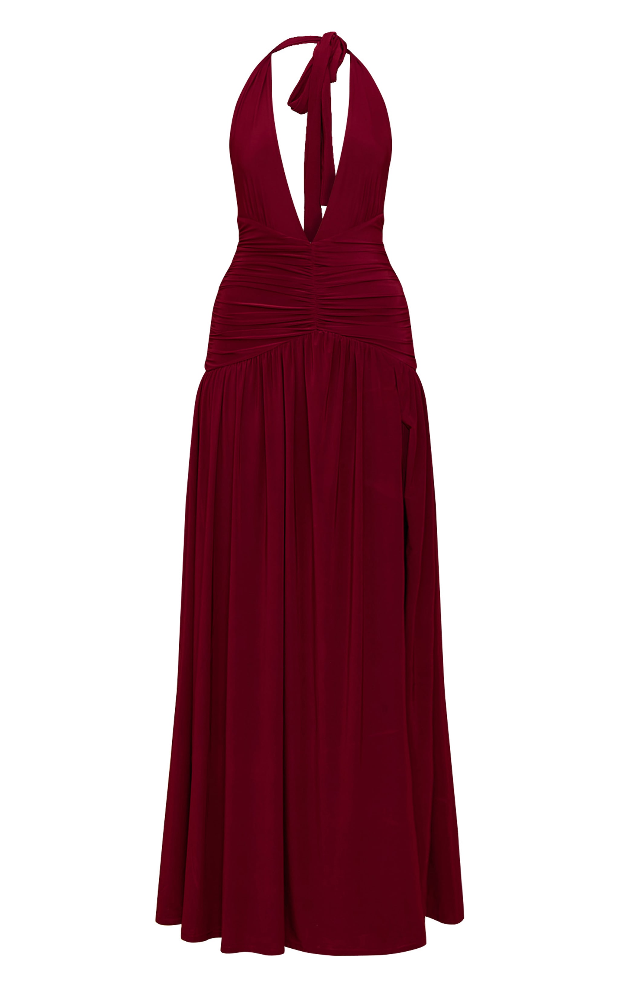Burgundy Double Layer Slinky Ruched Maxi image 5