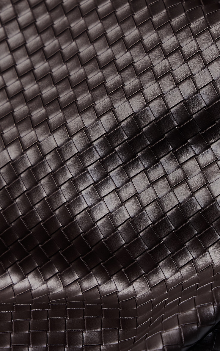 Chocolate PU Woven Shoulder Bag image 5