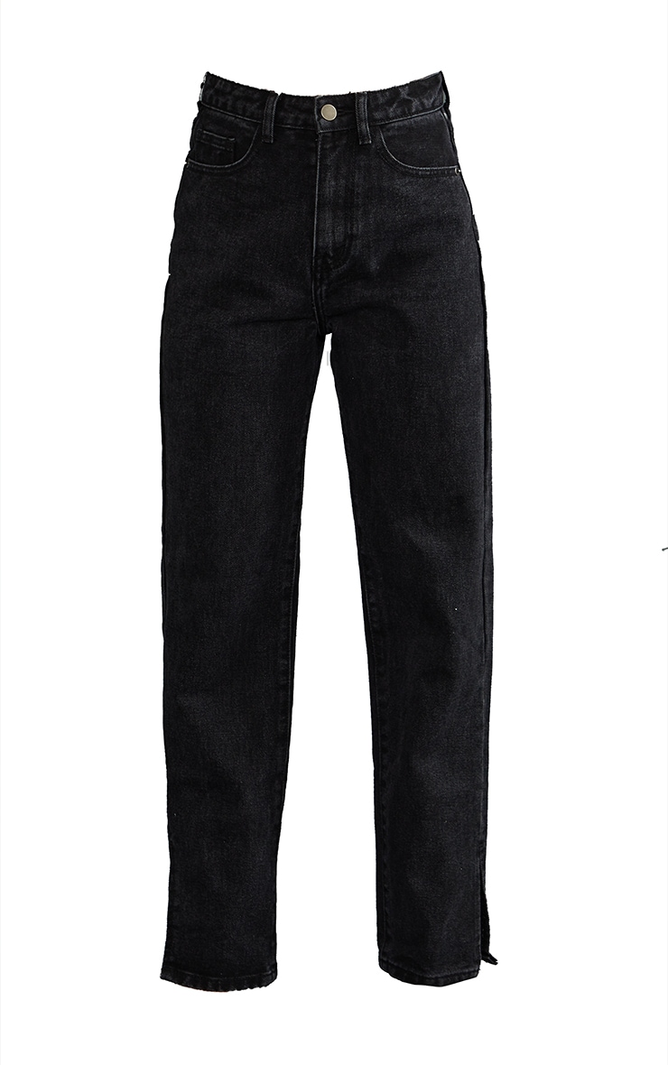 Petite Black Straight Leg Split Hem Jeans image 5