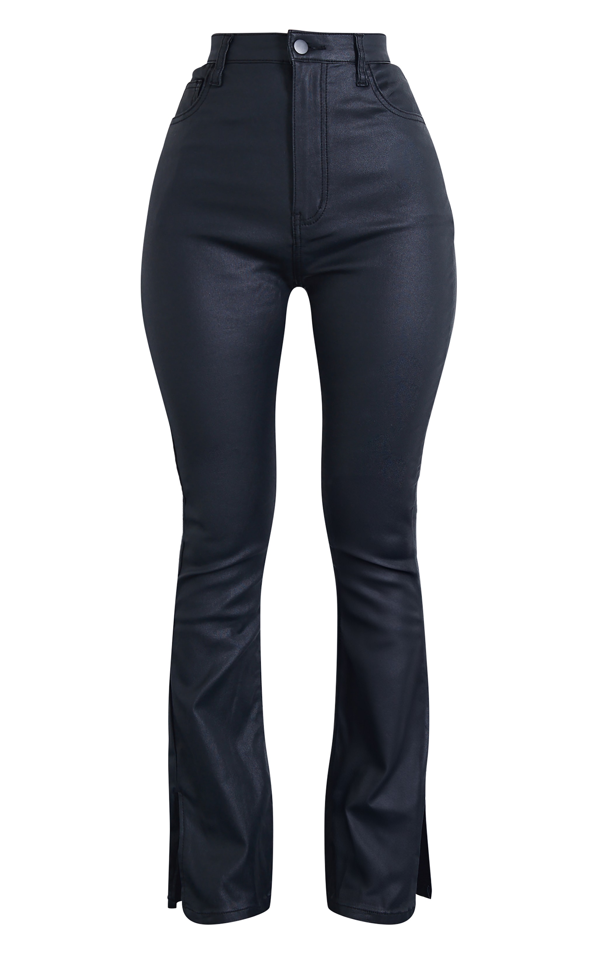 Petite Jean flare noir enduit et ourlet fendu image 5