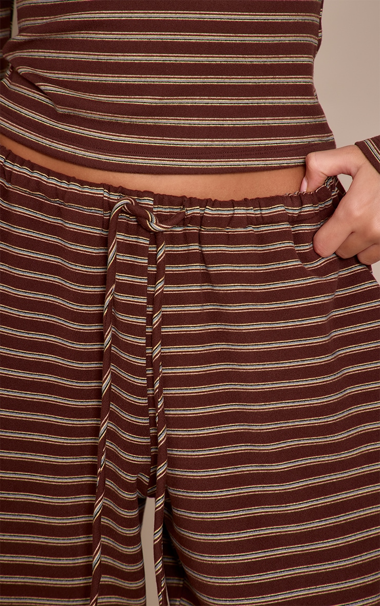 Chocolate Striped Soft Fleece Straight Leg Sweatpants image 4