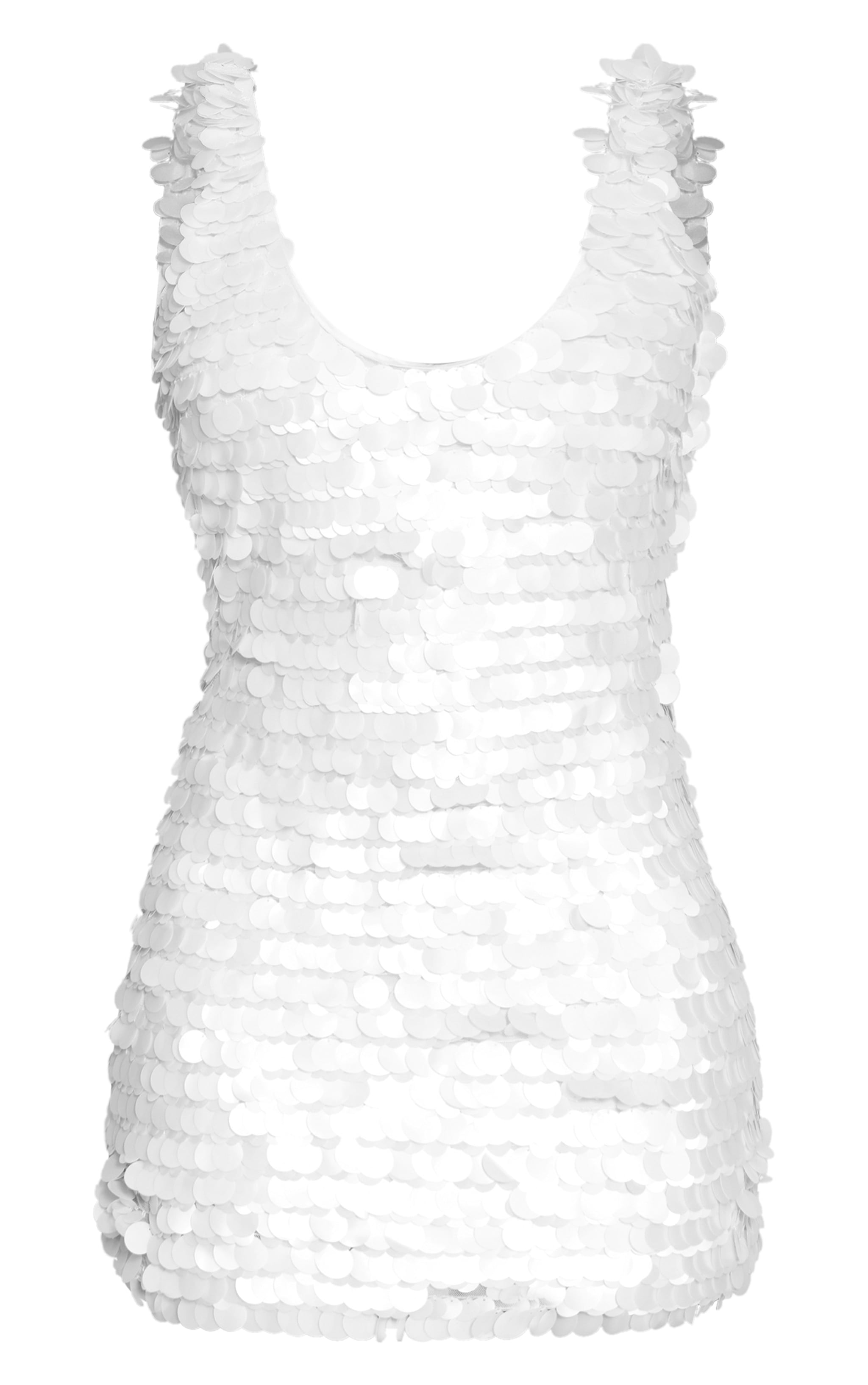 Cream Sequin Scoop Neck Mini Dress image 5