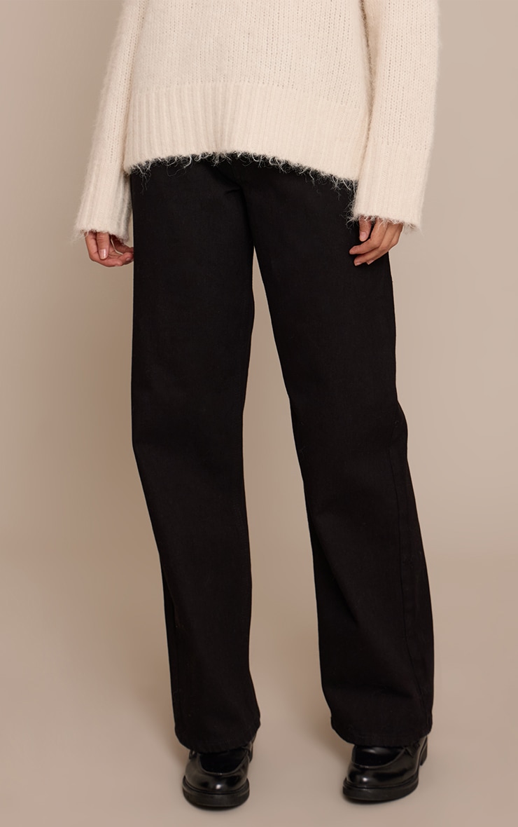 Tall Black Mid Rise Wide Leg Jeans image 2