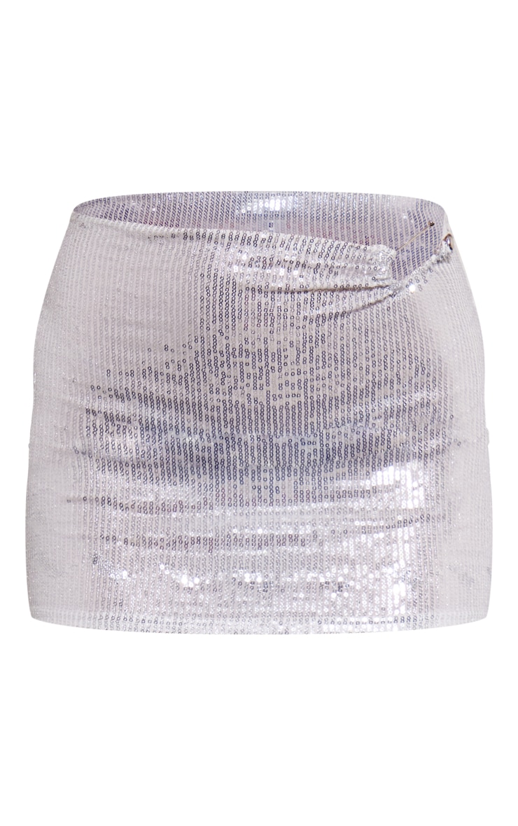 Silver Sequin Detail Micro Mini Skirt image 6