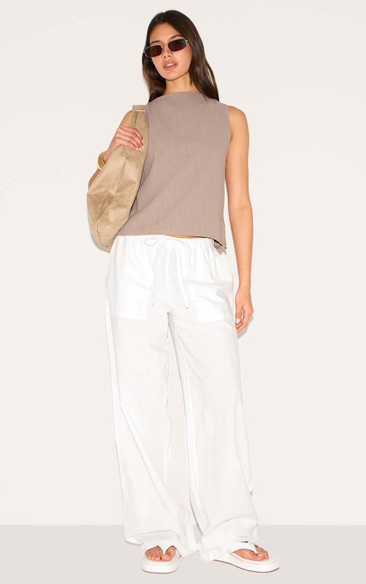 Mushroom Lightweight Woven Asymmetric Ruched Crop Top image 3