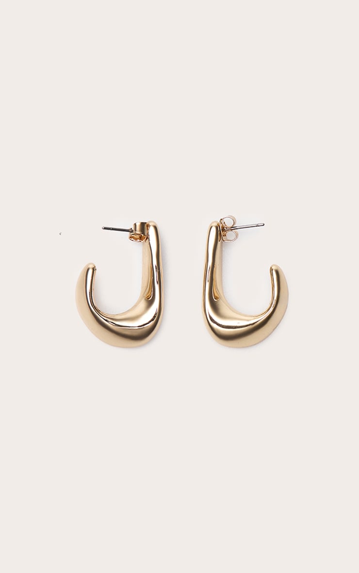 Gold Textured Twist Hoop Earrings image 2