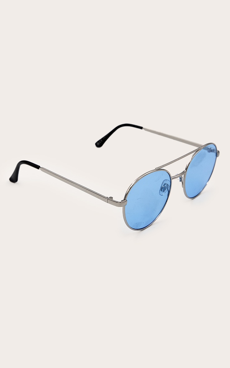 Silver Blue Gradient Lens Aviator Sunglasses image 2