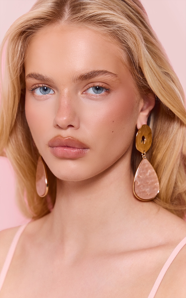 Gold Hammered Teardrop Draped Statement Earrings