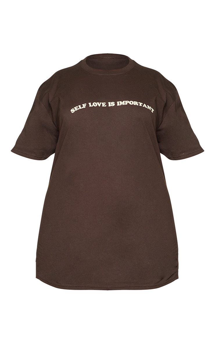 Plus Tee-shirt chocolat à slogan Self Love Is Important image 5