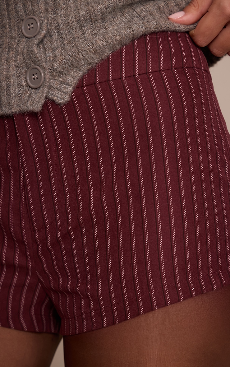 Wine High Waist Peachskin Tailored Shorts image 5