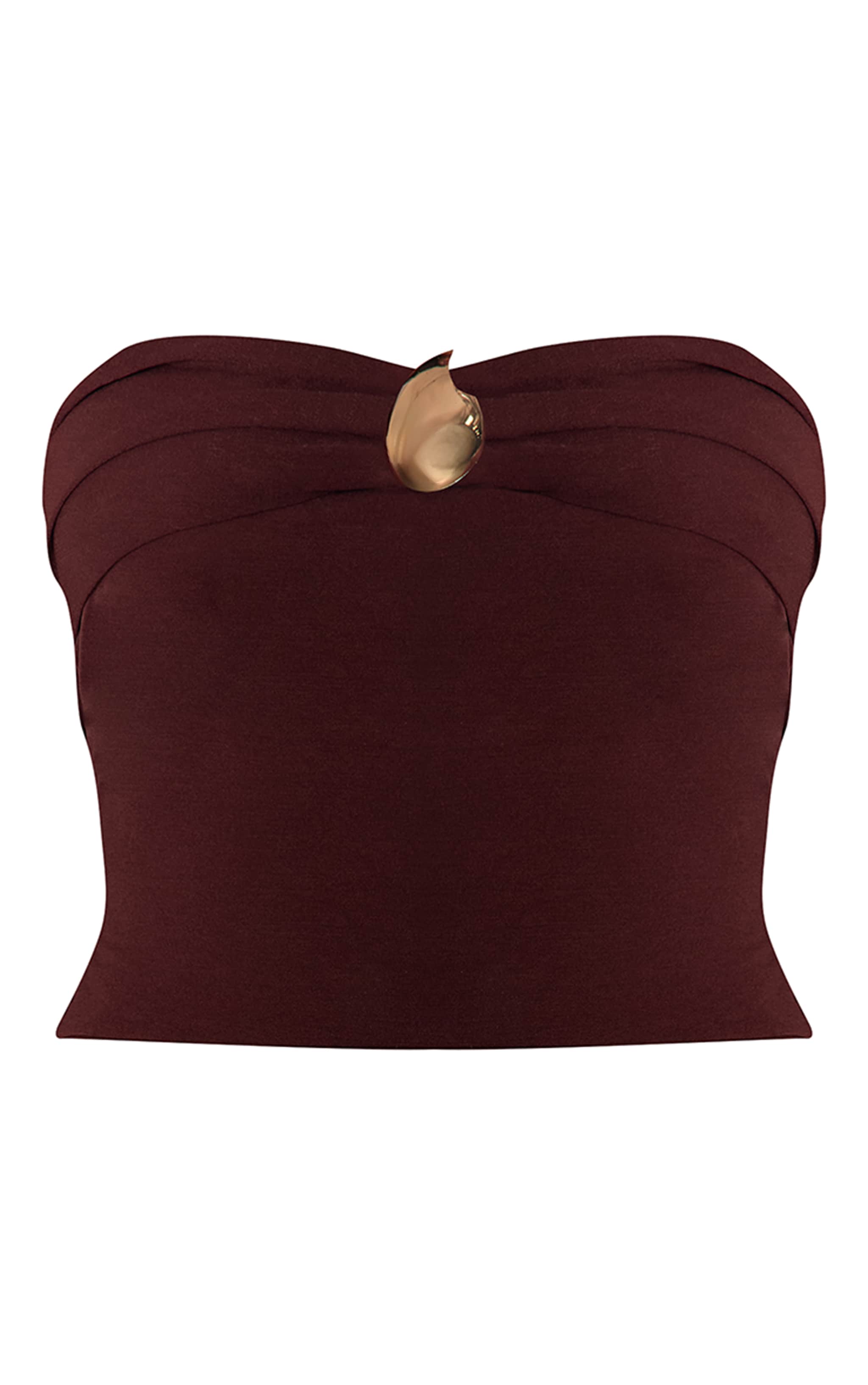 Top bustier chocolat à empiècement doré image 5
