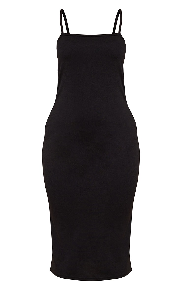 Recycled Petite Black Crepe Midi Dress 