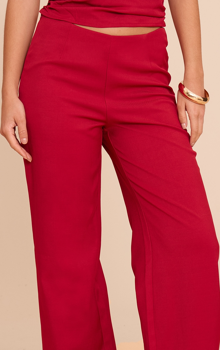 Red Tailored Woven Woven Straight Leg Pant image 4