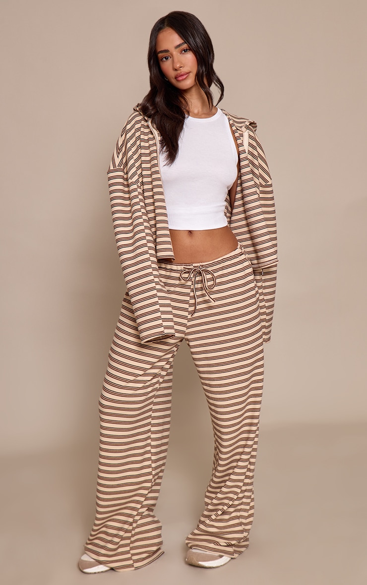 Petite Veste en polaire douce beige à rayures et zip image 3