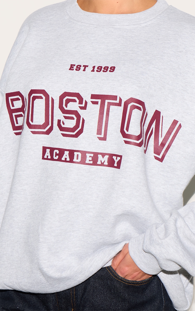 Ash Grey Oversized Boston Print Sweatshirt image 4