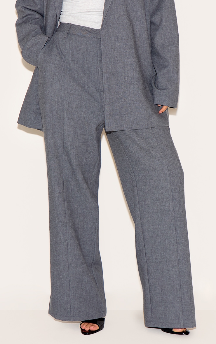 Plus Pantalon large gris anthracite à ourlets fendus image 2