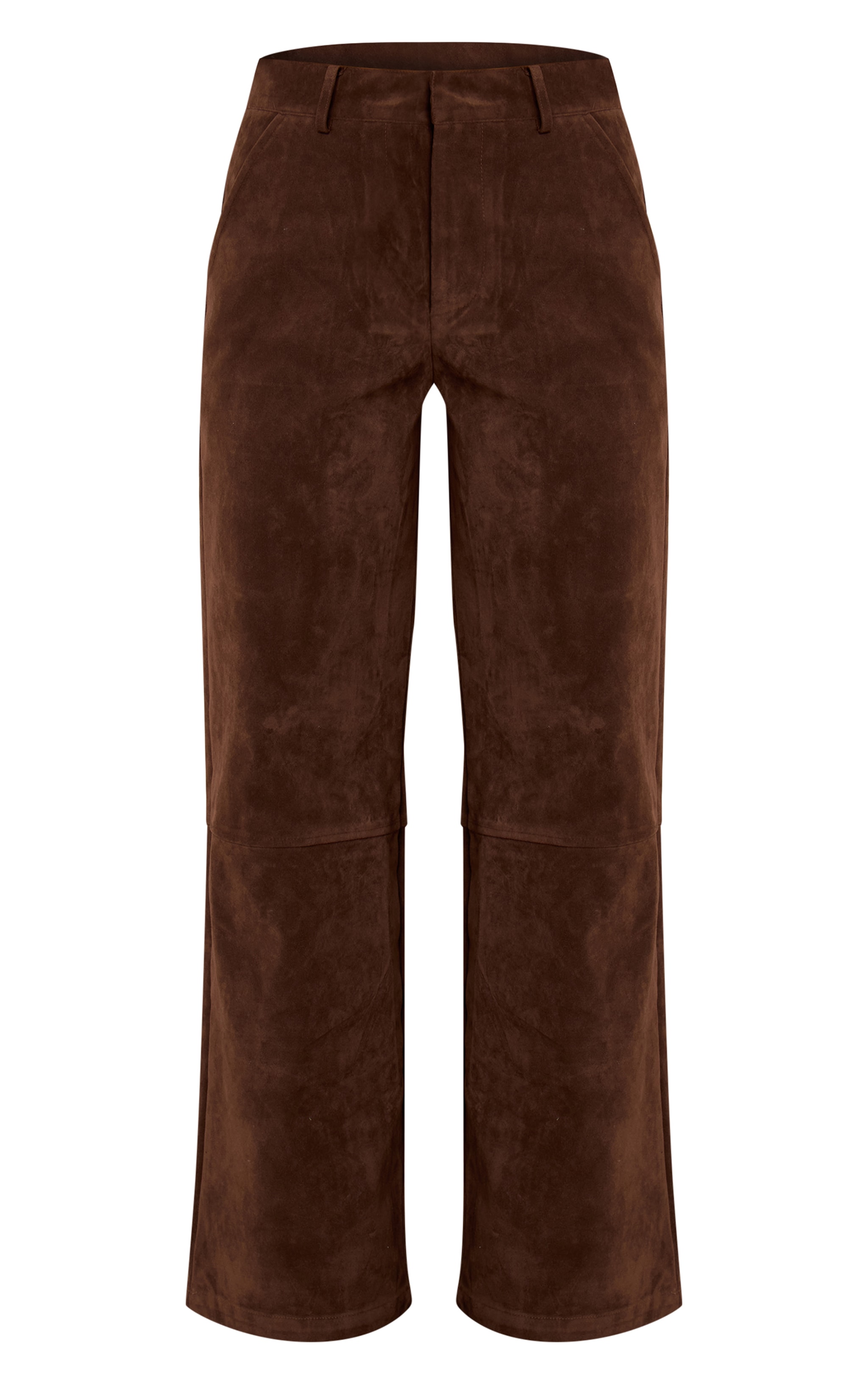 Dark Brown Suede Straight Leg Pants image 5