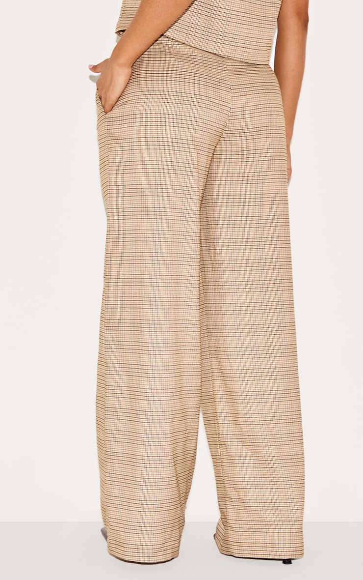 Petite Brown Checked Wide Leg Pants image 3