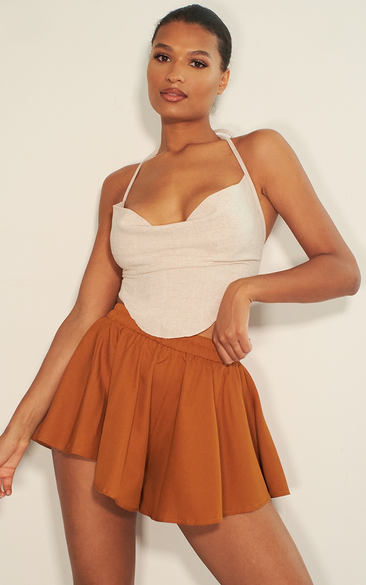 Short fluide léger taupe