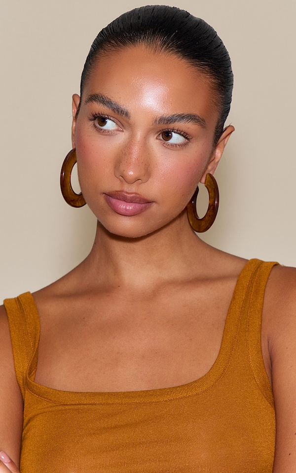 Brown Resin Hoop Earrings
