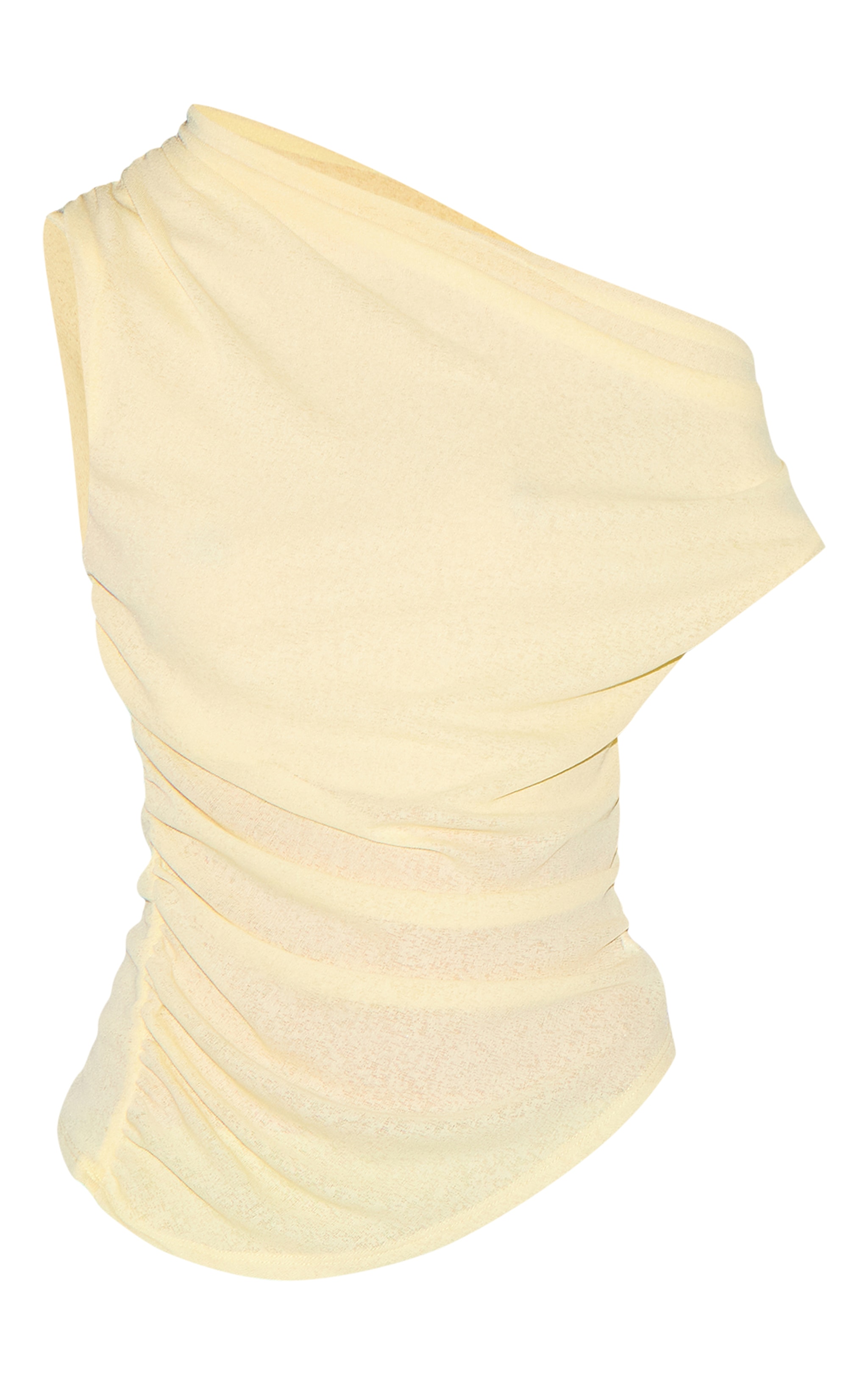 Butter Yellow Burnout Mesh Asymmetric Hem Long Top image 5