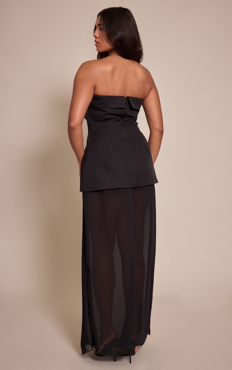 Shape Black Bandeau Sheer Hem Maxi Dress image 2