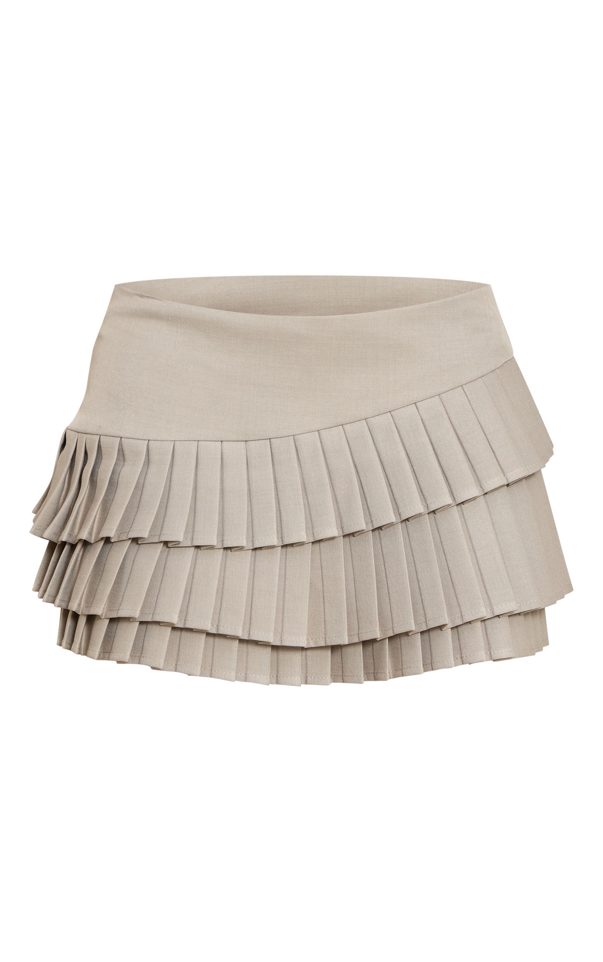 Mini jupe-short de tailleur tissée gris clair plissée image 6